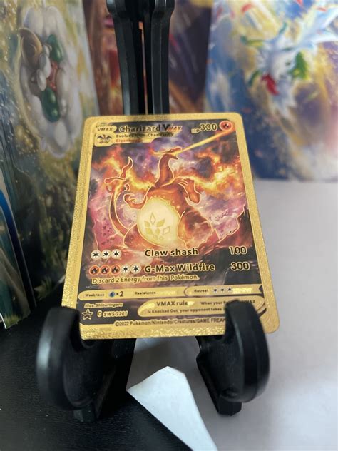 Custom Pok Mon Gold Foil Card Charizard Vmax Fan Art Card Values Mavin