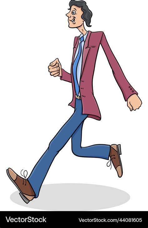 Cartoon Funny Slim Guy Comic Character Walking Vector Image
