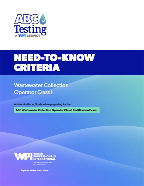 Abc Need To Know Criteria Wastewater Collection Operator Class I