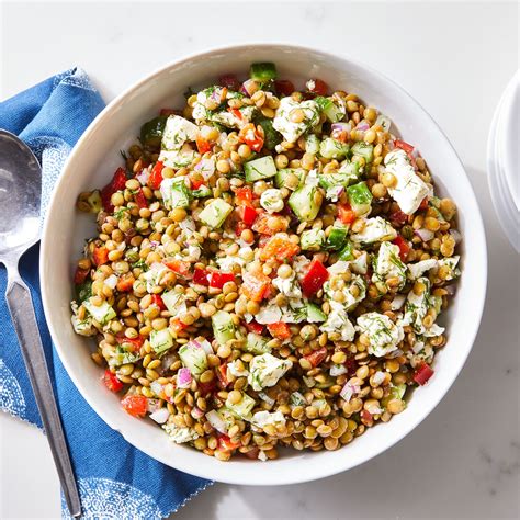 Lemony Lentil Salad With Feta Healthy Salad Recipes Healthy Lunch