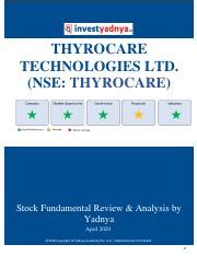 Thyrocare Company Analysis Pdf Thyrocare Technologies Ltd Nse