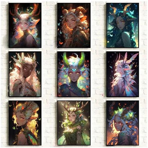 Fantasy Woman Darkness Magic Flower Butterfly Fairy Sex Appeal Poster Canvas Paintings Wall Art