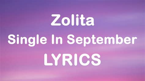 Zolita Single In September Lyrics Youtube