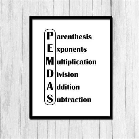 Math Classroom Poster Classroom Printable Pemdas Poster Digital