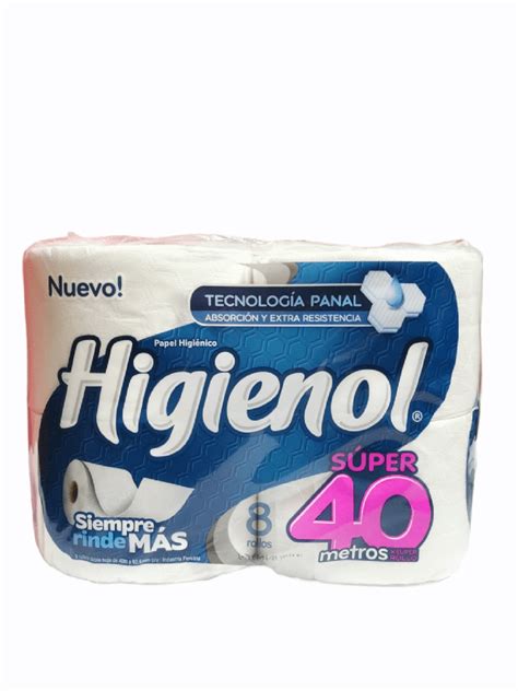 Higienol Papel Higienico Doble Hoja Mega 40 Metros X 4 Rollos Anyfarma