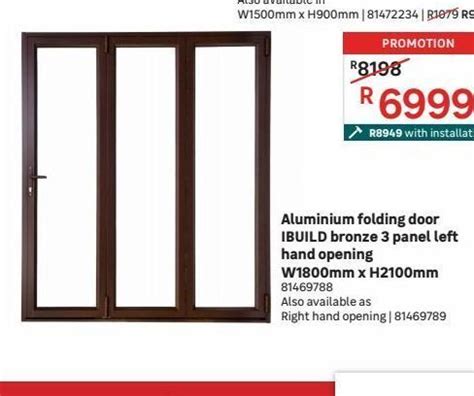 Aliminium Folding Door Ibuild Bronze Panel Left Hand Opening Offer At