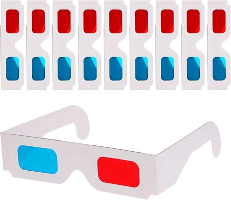 Salbsever 10 Pairs 3d Paper Glasses For Movies Movie Glasses 3d Glasses Red And