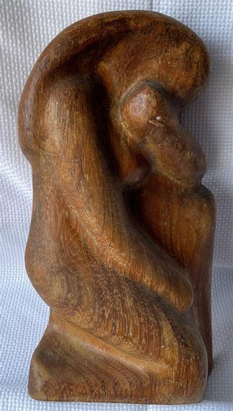 Vintage MCM Mid Century Modern Art Wood Carving Nude Woman Lady