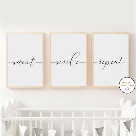 Sweat Smile Repeat Poster Printable Motivational Words Wall Decor