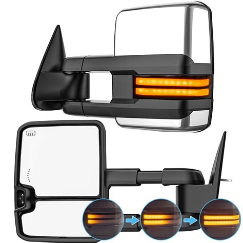 Smoked Lens Sequential Signal Tow Mirrors Compatible With