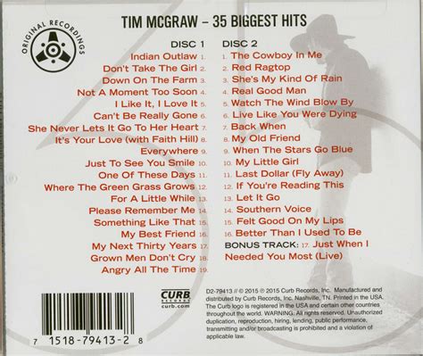 Tim McGraw CD: 35 Biggest Hits (2-CD) - Bear Family Records