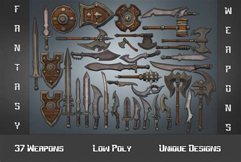 37 Low Poly Melee Weapon Collection Game Ready