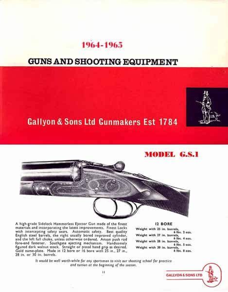 Gallyon Sons Ltd Gunmakers UK 1964 65 Catalog Cornell Publications