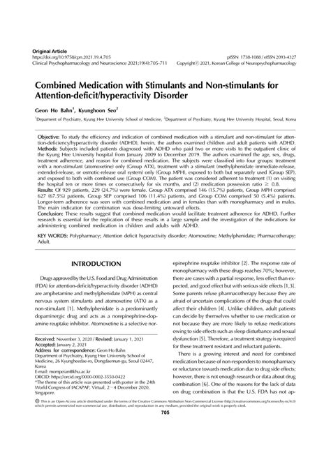 Pdf Combined Medication With Stimulants And Non Stimulants For