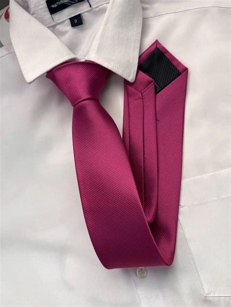 Gravata Semi Slim Rosa Pink Fuscia Riscadinha