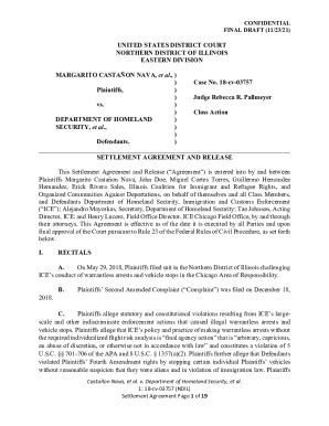 Fillable Online Settlement Agreement And Release Castaon Nava V Dep T