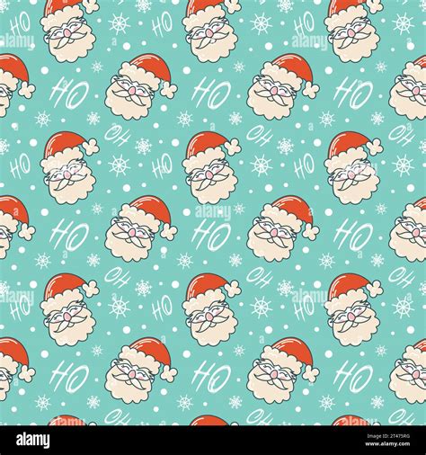 Funny Santa Claus Seamless Pattern Cute Christmas Characters In Retro