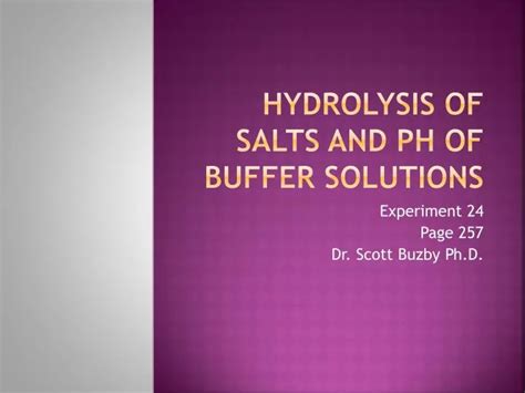 Ppt Hydrolysis Of Salts And Ph Of Buffer Solutions Powerpoint