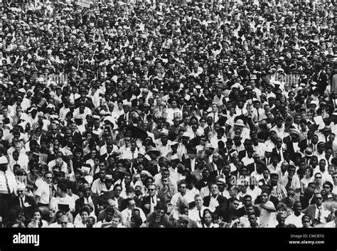 1963 March on Washington. Crowd of over 200,000 marchers at the Lincoln ...