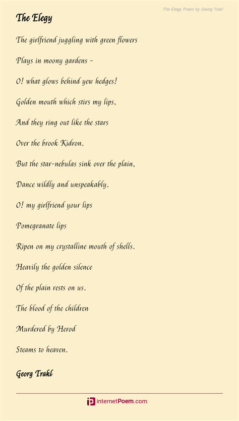 The Elegy Poem by Georg Trakl