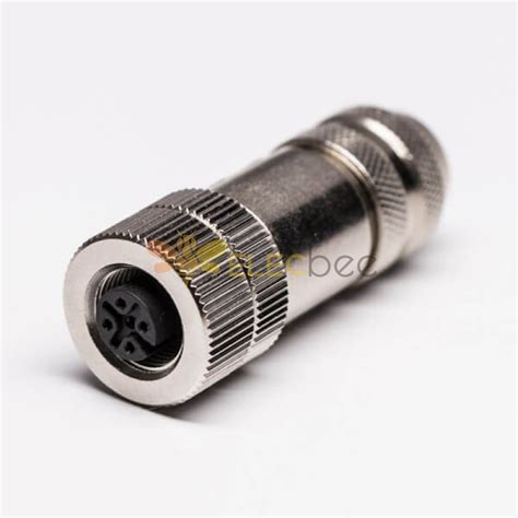 M12 Field Wireable Connector A Code Straight 4pin Female Shield Connector