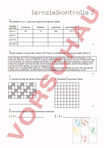 Arbeitsblatt Lernzielkontrolle 2 Mathematik Gemischte Themen