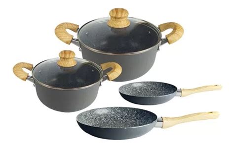 Set Piezas Hudson Granito Cacerola Olla Sarten Cm Bz