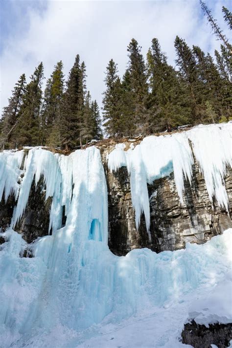 Johnston Canyon In Winter Canada Stock Photo Image Of Cold Parkway