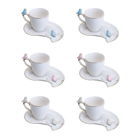 Cj X Caras P Caf C Pires Curvado Porcelana Birds Design Plate