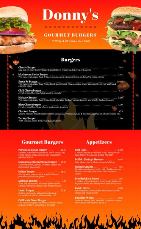 Elevated Ember Burger Menu Design Template By Musthavemenus