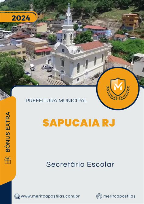 Apostila Secretário Escolar Prefeitura Sapucaia RJ 2024 Mérito Apostilas