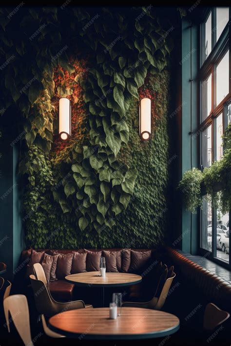 Premium AI Image | Inside Garden Pub Restaurant interior design of an eco green bar Generative AI