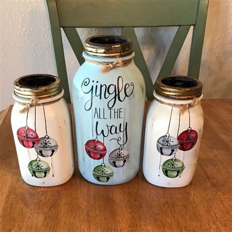 Jingle All The Way Mason Jars Jingle All The Way Christmas Etsy