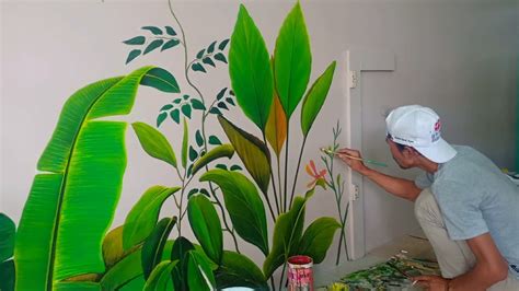 How To Make A Tropical Leaf Painting Painting Wall YouTube