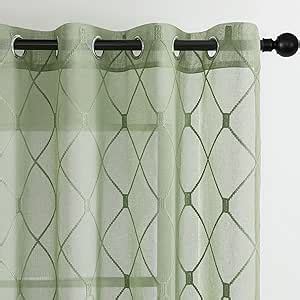 Amazon Top Finel Sage Green Sheer Curtains Inch Length