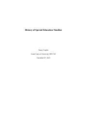 HistoryofSPEDTimeline Docx History Of Special Education Timeline