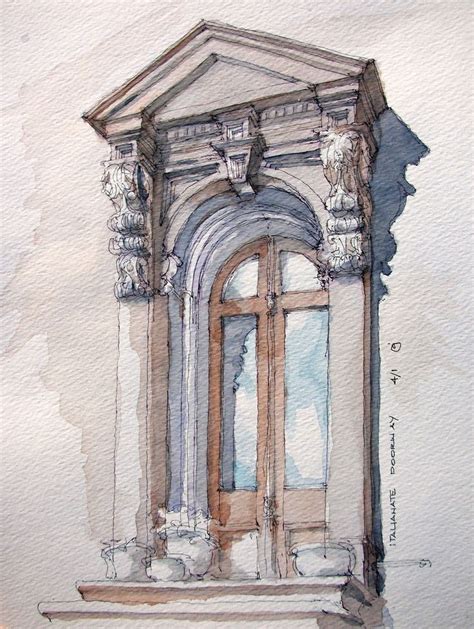 Italianate Doorway Watercolor Architecture Architecture Drawing Art