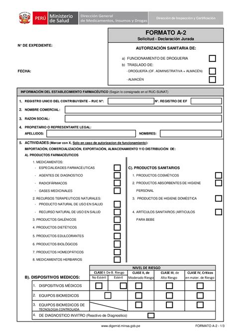 Formato A Digemid Apertura De Boticas Y Farmacias Gu As Proyectos