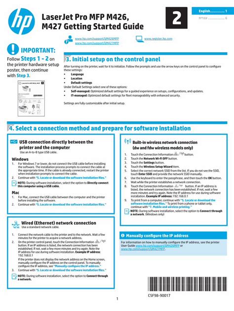 Pdf Hp Laserjet Pro Mfp M M Getting Started Guide