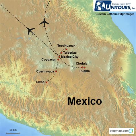 StepMap - Our Lady of Guadalupe Pilgrimage 8 days - Landkarte für Mexico