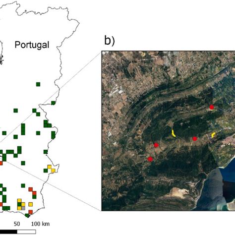 A Study Area And Location Of The 56 Grid Cells Of 10 10 Km 2 In