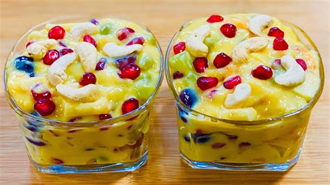 Fruit Custard Recipe Mixed Fruit Custard Healthy Dessert Recipe How To Make Custard Youtube