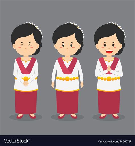 North maluku character with various expression Vector Image