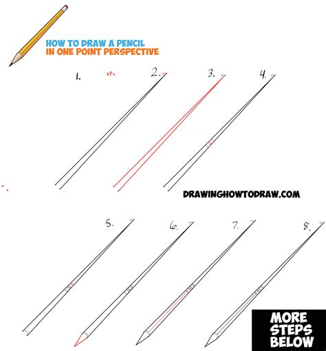 How to Draw Realistic Pencils Using One Point Perspective Techniques - Easy Step by Step Drawing ...