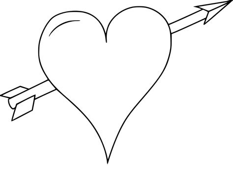 Coloriage coeur avec une flèche à imprimer