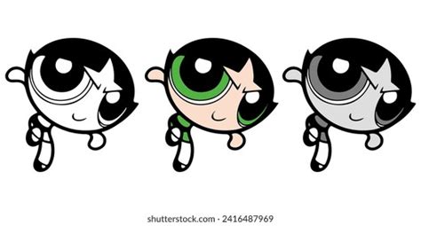 Powerpuff Girls Vector Illustration Outline White Stock Vector (Royalty ...