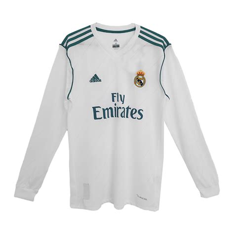 Camiseta Retro 2017 18 Real Madrid Primera Equipación Manga Larga Local