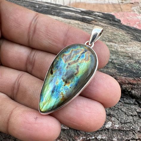 Natural Spectrolite Labradorite Pendant In 925 Sterling Etsy