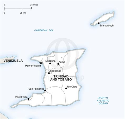 Free Vector Map Trinidad And Tobago Outline One Stop Map