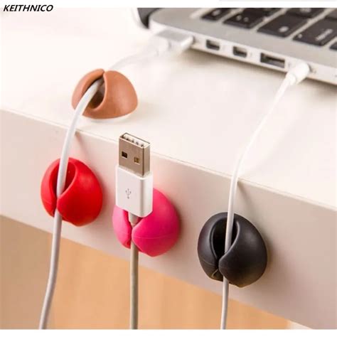 Keithnico Pcs Rubber Colorful Cable Wire Organizer Clip Tidy Usb